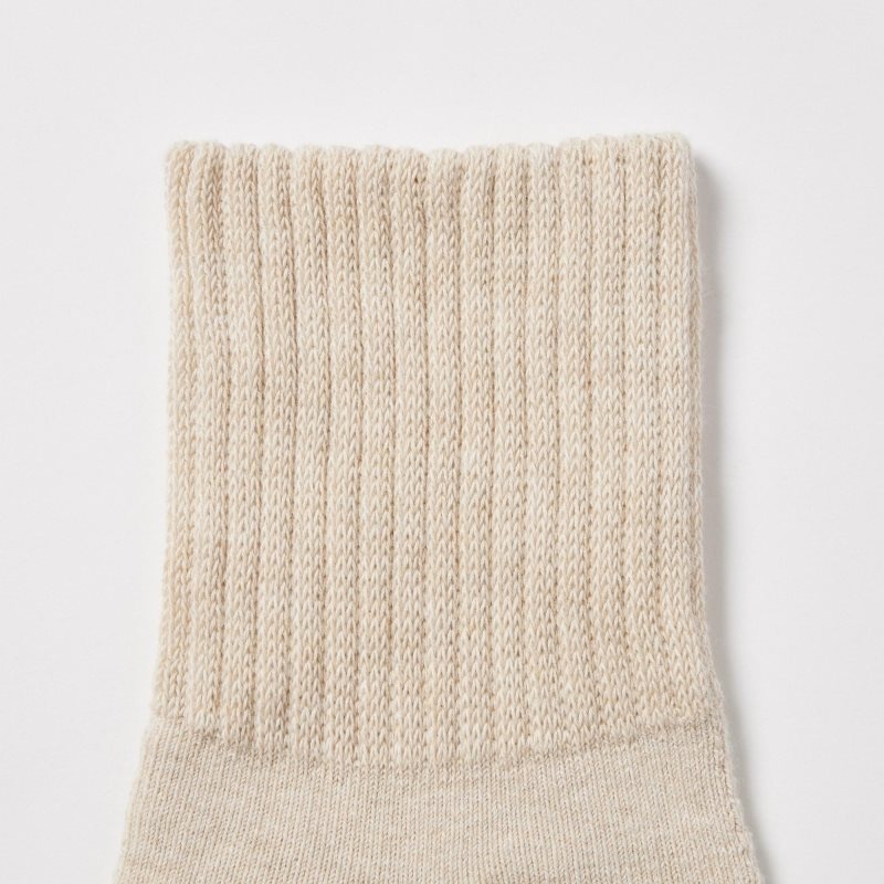 Beige Men Uniqlo Soft Pile Half Socks | USA NLVDB-2748