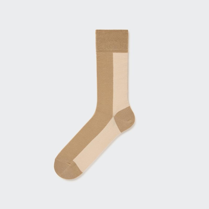 Beige Men Uniqlo Striped Socks | USA CEHXQ-8510