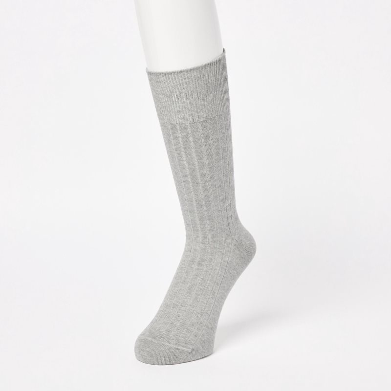 Beige Men Uniqlo Supima® Cotton Wide Ribbed Socks | USA KHDAV-2304