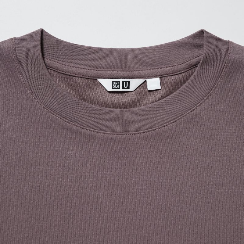 Beige Men Uniqlo U Airism Cotton Oversized Crew Neck Half-sleeve T Shirts | USA JEFSI-4763