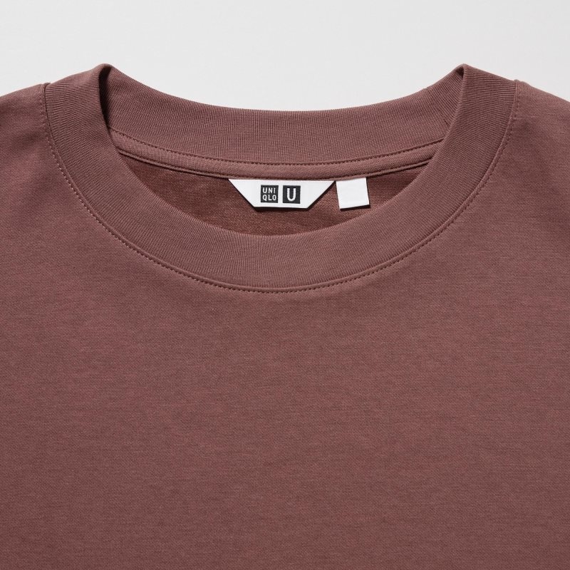 Beige Men Uniqlo U Airism Cotton Oversized Crew Neck Half-sleeve T Shirts | USA HUXOF-6793