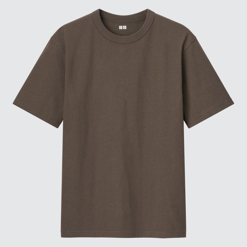 Beige Men Uniqlo U Crew Neck Short-sleeve T Shirts | USA XWCHQ-7396