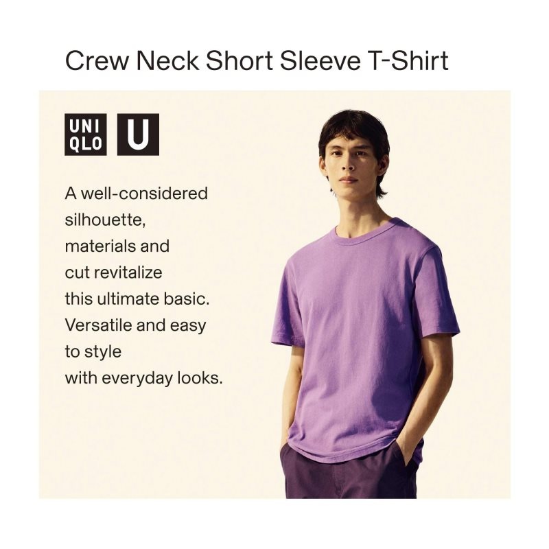 Beige Men Uniqlo U Crew Neck Short-sleeve T Shirts | USA XWCHQ-7396