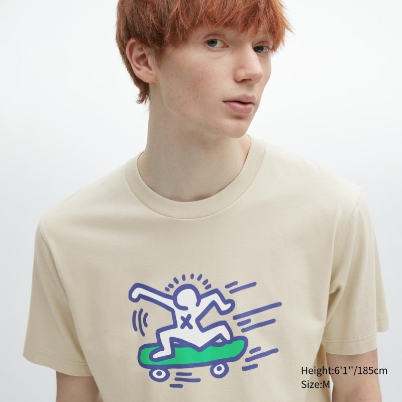 Beige Men Uniqlo Ut Archive Ut (Short Sleeve Graphic) (Keith Haring) T Shirts | USA YFJKA-6579