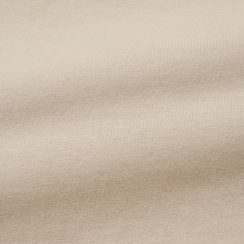 Beige Men Uniqlo Washed Cotton Crew Neck Long-sleeve T Shirts | USA OPXVZ-8721