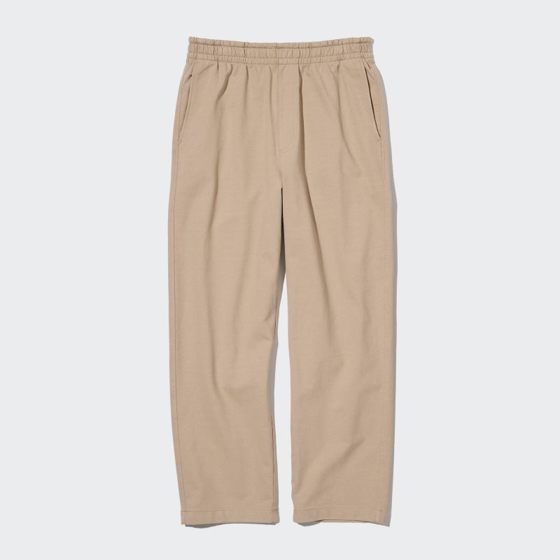 Beige Men Uniqlo Washed Jersey Ankle Pants | USA TSIQE-7518