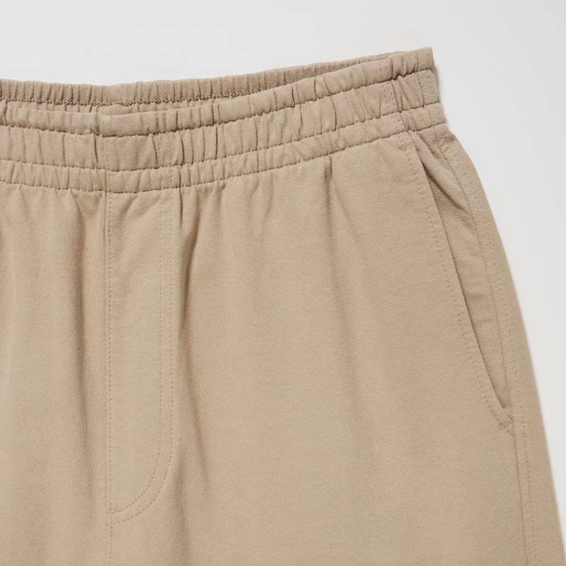 Beige Men Uniqlo Washed Jersey Ankle Pants | USA TSIQE-7518