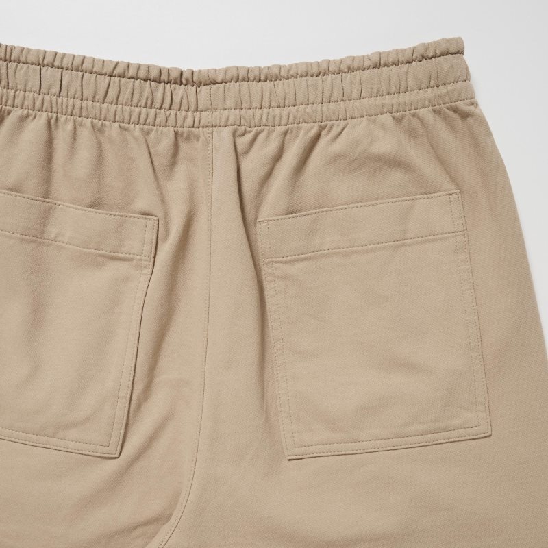 Beige Men Uniqlo Washed Jersey Ankle Pants | USA TSIQE-7518