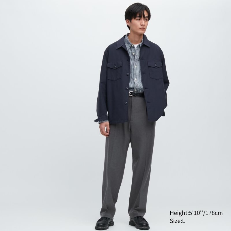 Beige Men Uniqlo Wide-fit Pleated Pants | USA YIUAE-0681