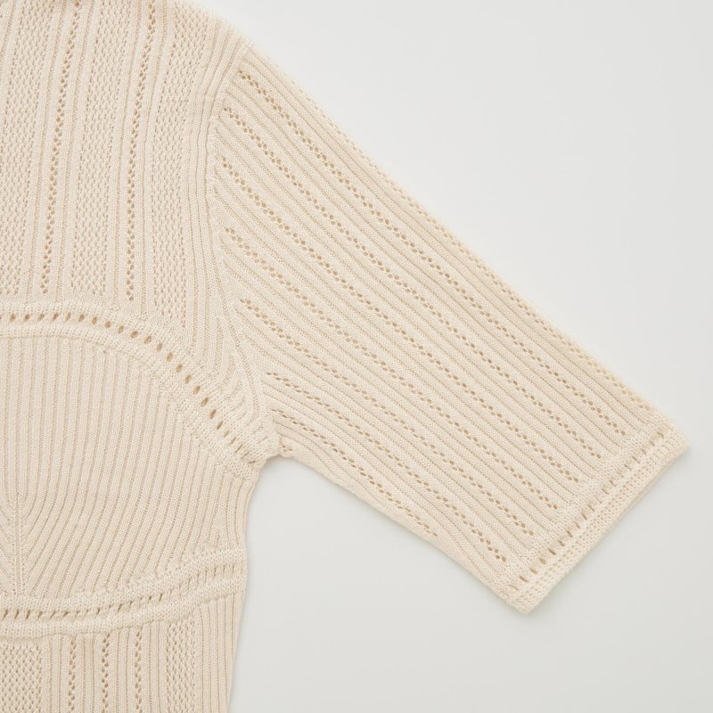 Beige Women Uniqlo 3d Knit Mesh Half-sleeve (Mame Kurogouchi) Sweaters | USA NHETI-5409