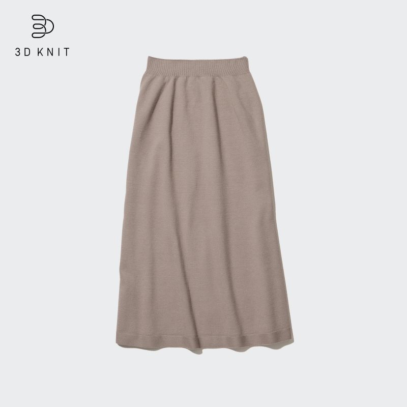 Beige Women Uniqlo 3d Knit Souffle Yarn Skirts | USA DMCVU-4659