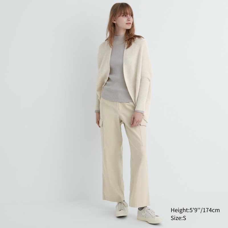 Beige Women Uniqlo 3d Knit Souffle Yarn Cardigan | USA AUZTJ-3982