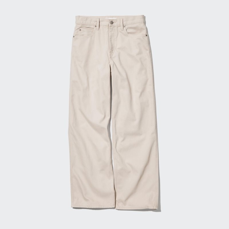 Beige Women Uniqlo Baggy Jeans | USA KTSPW-1045