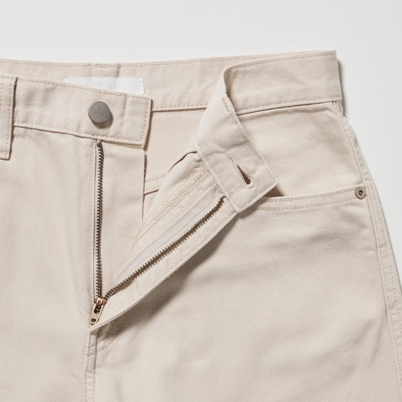 Beige Women Uniqlo Baggy Jeans | USA KTSPW-1045