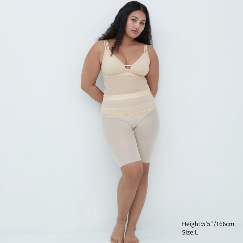 Beige Women Uniqlo Body Shaper Non-lined Half (Mame Kurogouchi) Shorts | USA RYMVT-5671