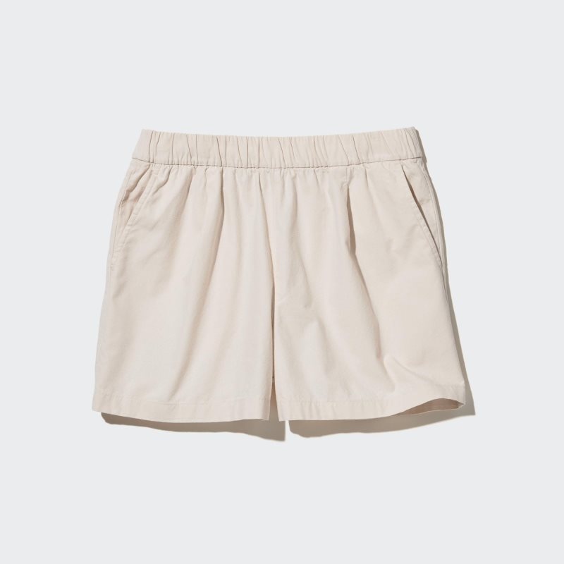 Beige Women Uniqlo Cotton Easy Shorts | USA IZMPS-4785