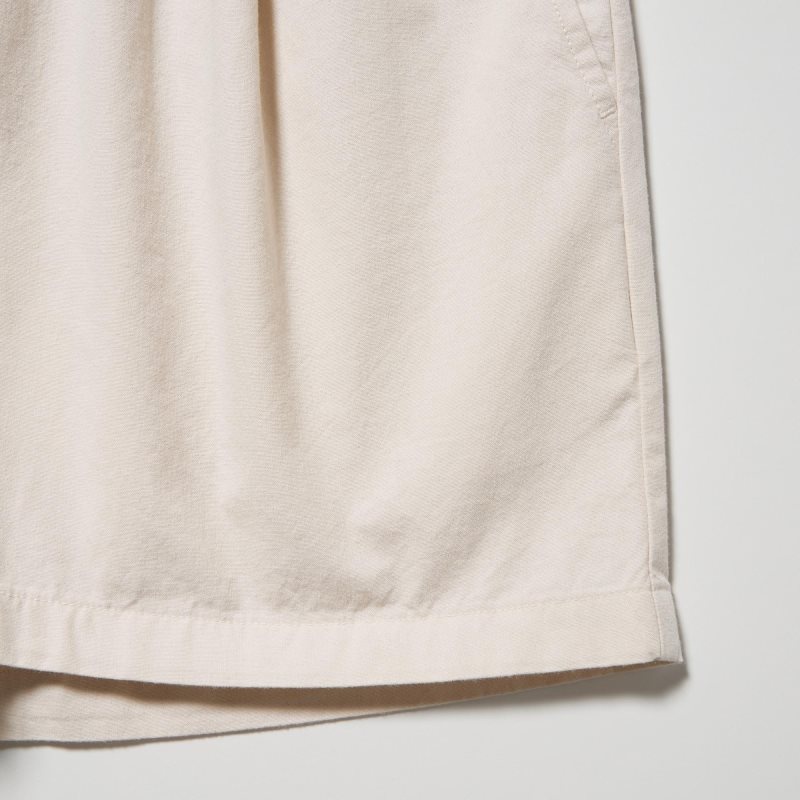 Beige Women Uniqlo Cotton Easy Shorts | USA IZMPS-4785