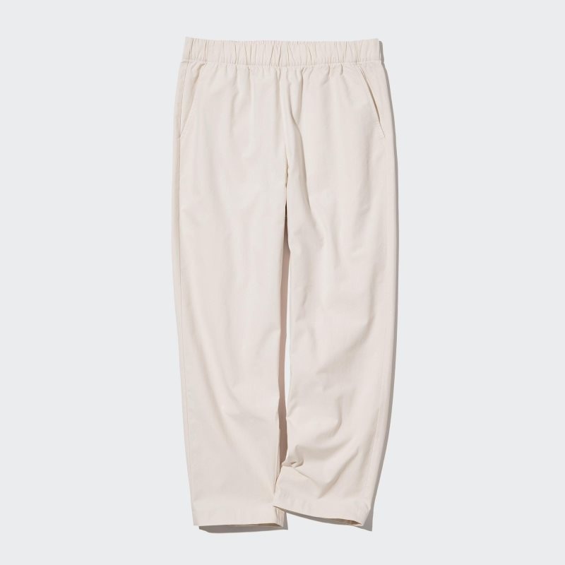 Beige Women Uniqlo Cotton Relaxed Ankle Pants | USA AHDXU-9254