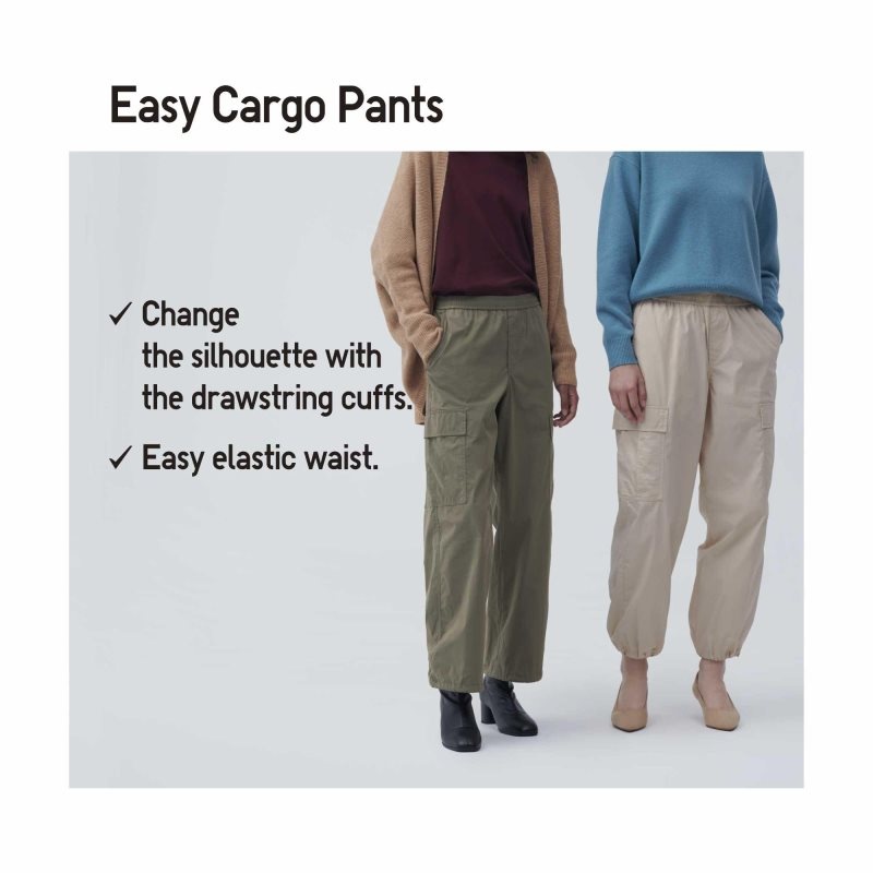 Beige Women Uniqlo Easy Cargo Pants | USA BSMAI-8539