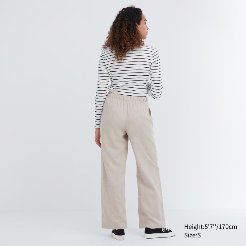 Beige Women Uniqlo Flannel Pants | USA QGLPB-8912