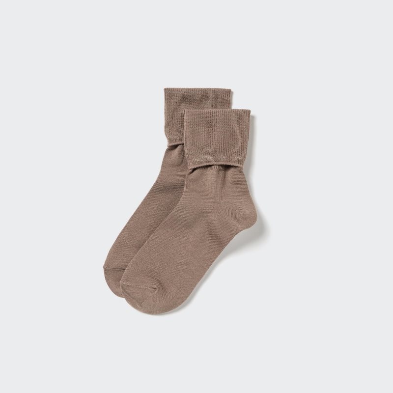 Beige Women Uniqlo Heattech 2-way Socks | USA FDKMX-0246