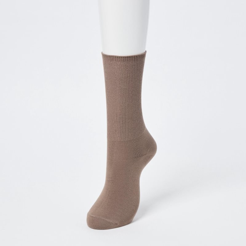 Beige Women Uniqlo Heattech 2-way Socks | USA FDKMX-0246