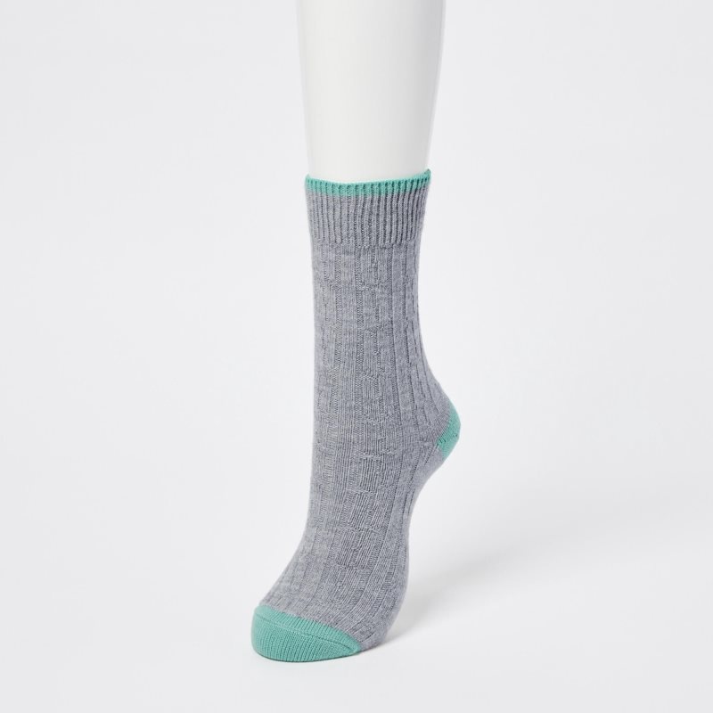 Beige Women Uniqlo Heattech Cable Socks | USA MCJPA-3058