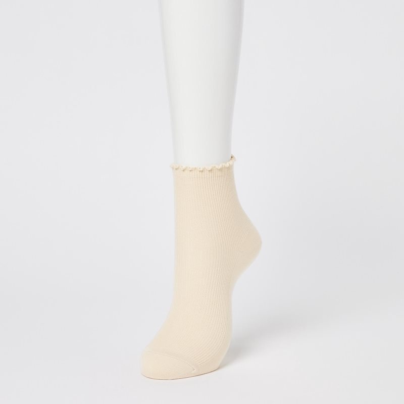 Beige Women Uniqlo Heattech Crew Mellow Socks | USA SWNED-1738