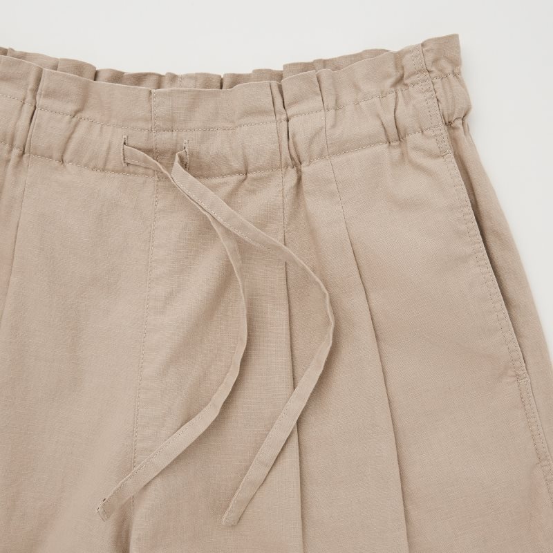 Beige Women Uniqlo Linen-cotton Shorts | USA ZVGOK-3826