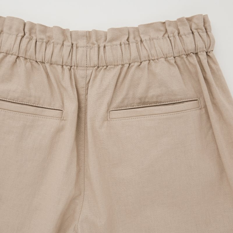 Beige Women Uniqlo Linen-cotton Shorts | USA ZVGOK-3826