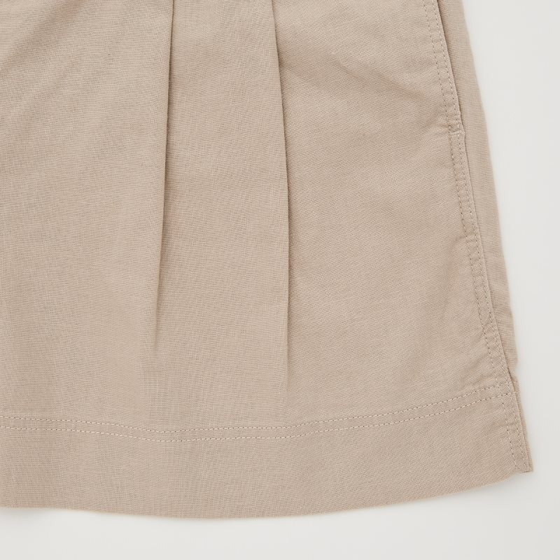 Beige Women Uniqlo Linen-cotton Shorts | USA ZVGOK-3826