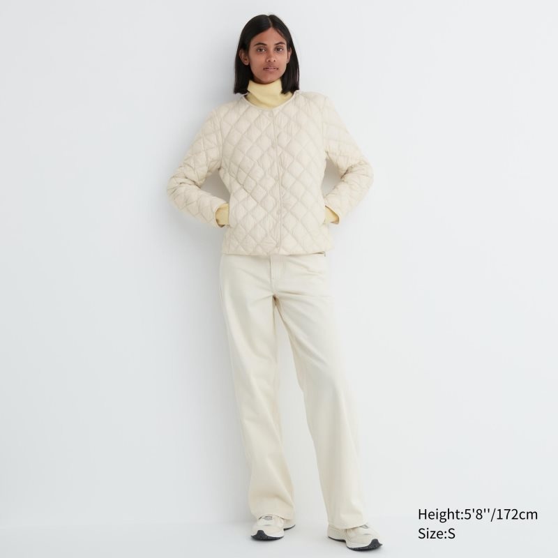 Beige Women Uniqlo Pufftech Quilted (Warm Padded) Jackets | USA LSNVA-4723