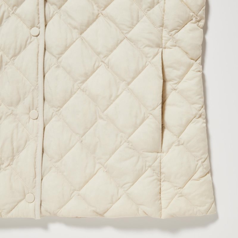 Beige Women Uniqlo Pufftech Quilted (Warm Padded) Jackets | USA LSNVA-4723