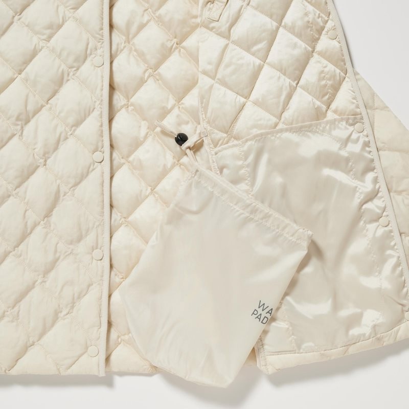 Beige Women Uniqlo Pufftech Quilted (Warm Padded) Jackets | USA LSNVA-4723