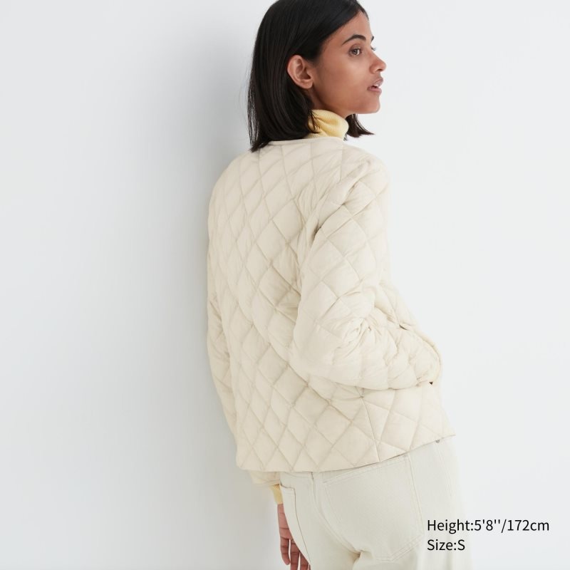 Beige Women Uniqlo Pufftech Quilted (Warm Padded) Jackets | USA LSNVA-4723