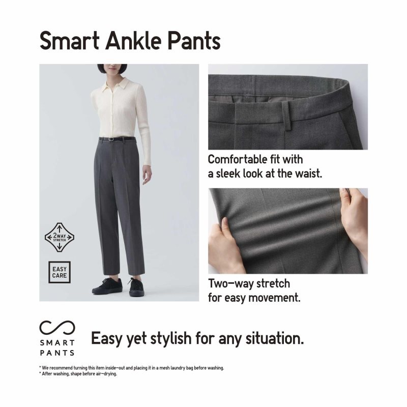 Beige Women Uniqlo Smart Ankle (2-way Stretch) Pants | USA UTPKQ-4632