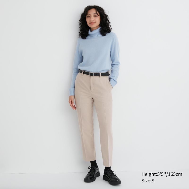 Beige Women Uniqlo Smart Brushed Ankle Pants | USA ZODNE-1437