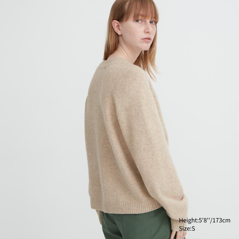 Beige Women Uniqlo Souffle Yarn Short Cardigan | USA LABMP-2163