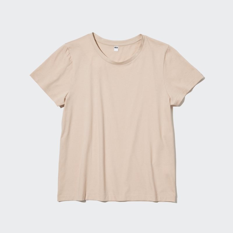 Beige Women Uniqlo Supima® Cotton Crew Neck Short-sleeve T Shirts | USA OEALY-6379