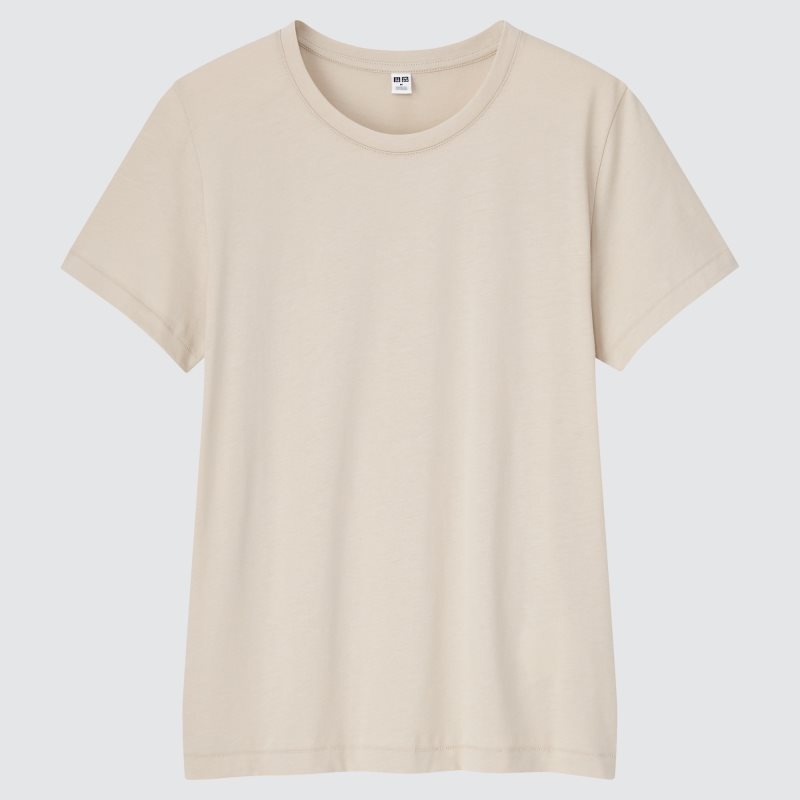 Beige Women Uniqlo Supima® Cotton Crew Neck Short-sleeve T Shirts | USA OEALY-6379