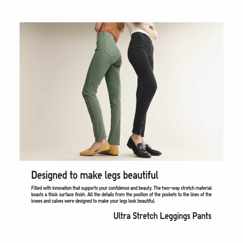 Beige Women Uniqlo Ultra Stretch Leggings Pants | USA FWZDA-1973