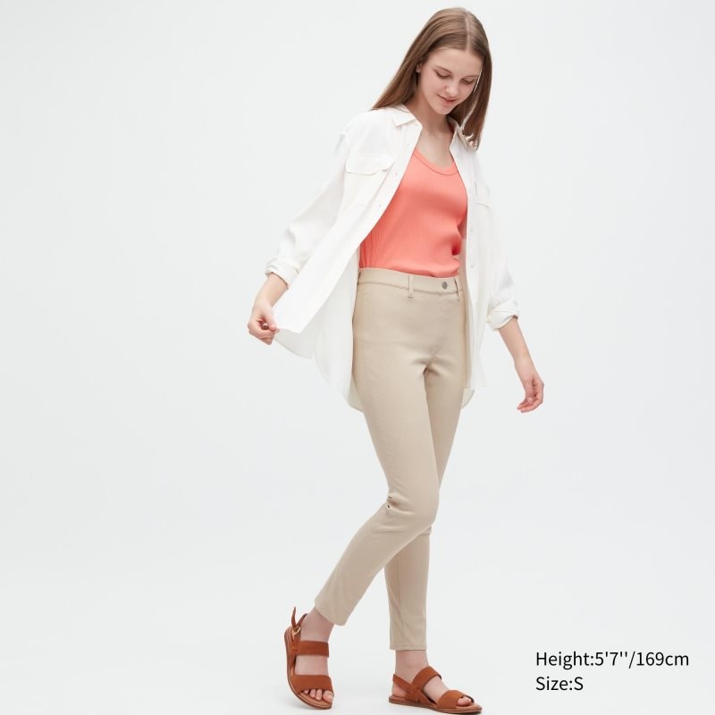 Beige Women Uniqlo Ultra Stretch Leggings Pants | USA FWZDA-1973