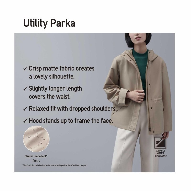 Beige Women Uniqlo Utility Parka | USA KPVTF-5637