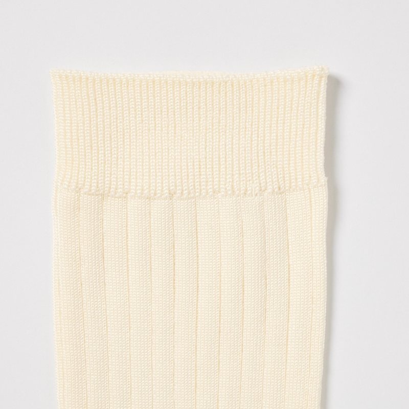 Beige Women Uniqlo Wide Ribbed (3 Pairs) Socks | USA ALFQE-4758