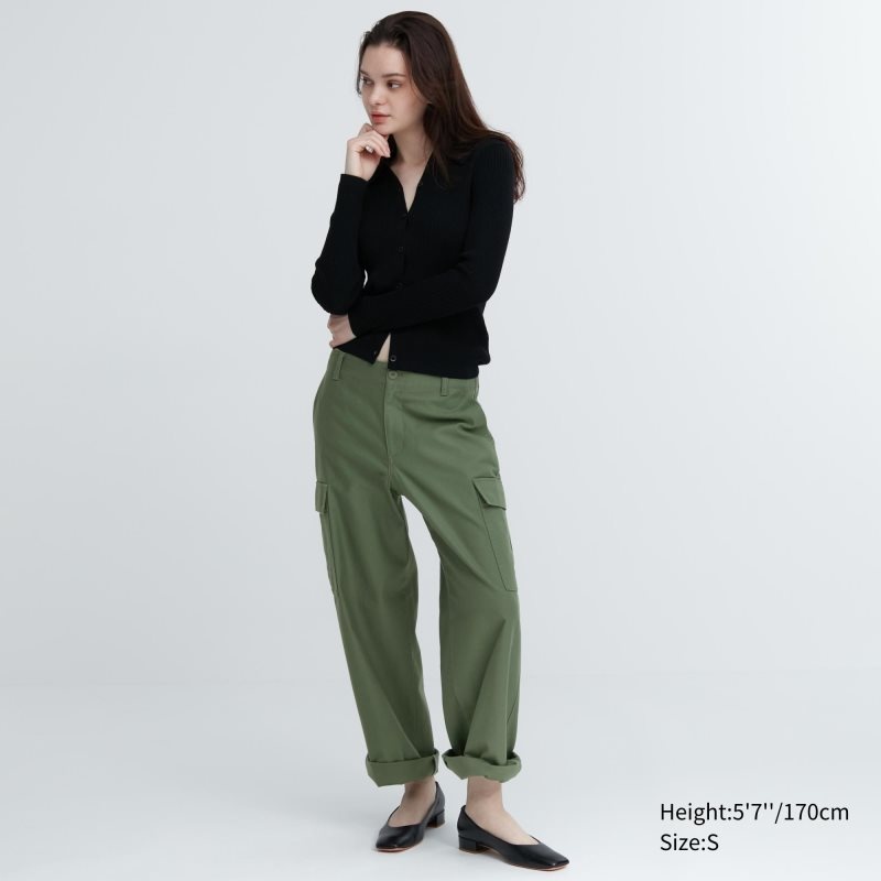 Beige Women Uniqlo Wide Straight Cargo Pants | USA QPYFO-5491