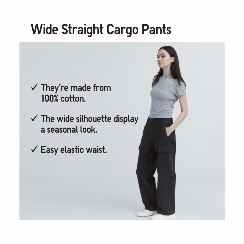 Beige Women Uniqlo Wide Straight Cargo Pants | USA QPYFO-5491