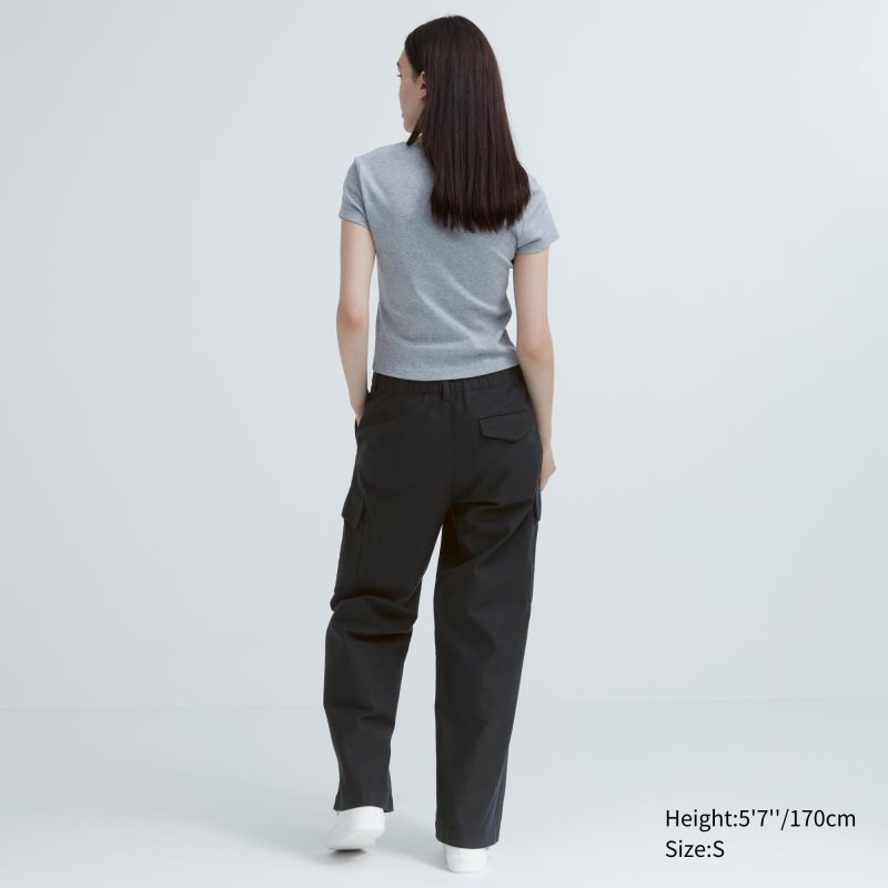 Beige Women Uniqlo Wide Straight Cargo Pants | USA QPYFO-5491