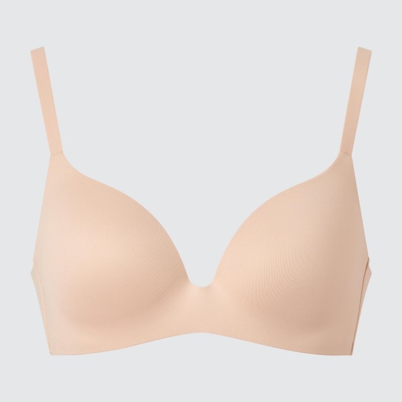 Beige Women Uniqlo Wireless (3d Hold) Bras | USA FJYAC-8549