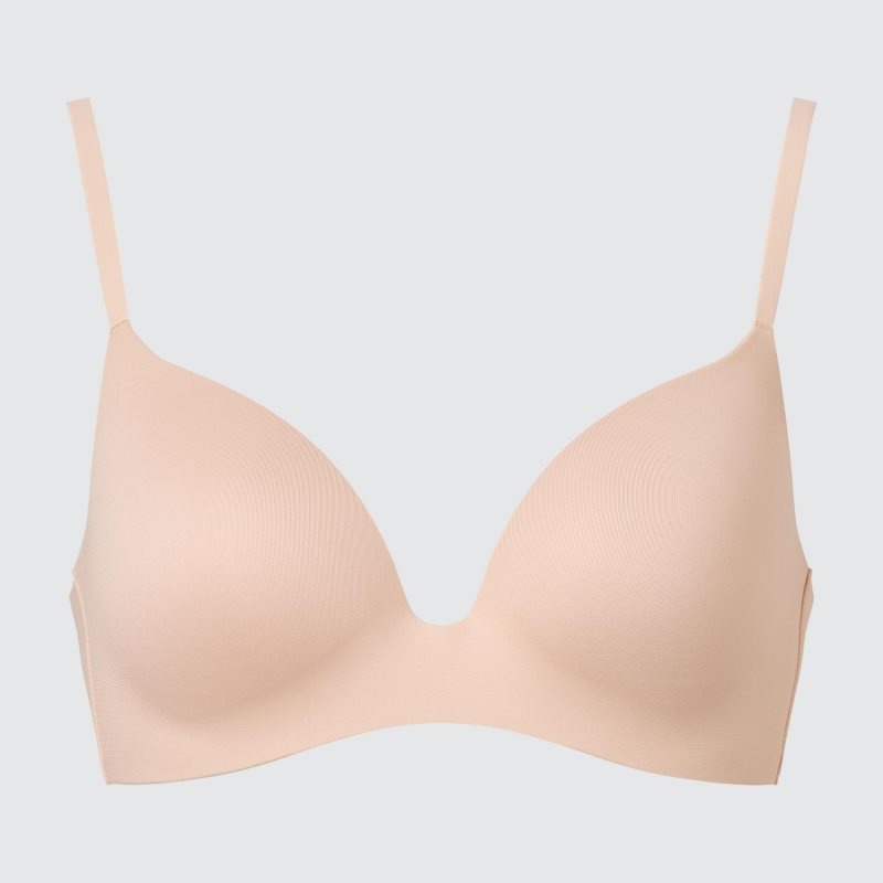 Beige Women Uniqlo Wireless (3d Hold, New Sizing) Bras | USA BKEIA-1570