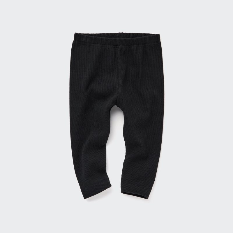 Black Baby Uniqlo Ribbed Leggings | USA BYWEH-8593